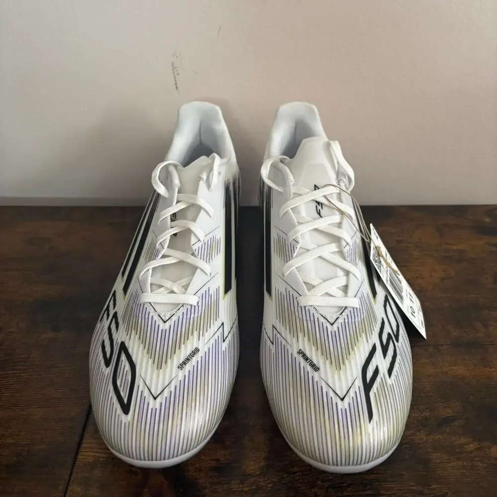 Adidas f50 league fg/mg white/black/purple soccer cleats size 10 mens